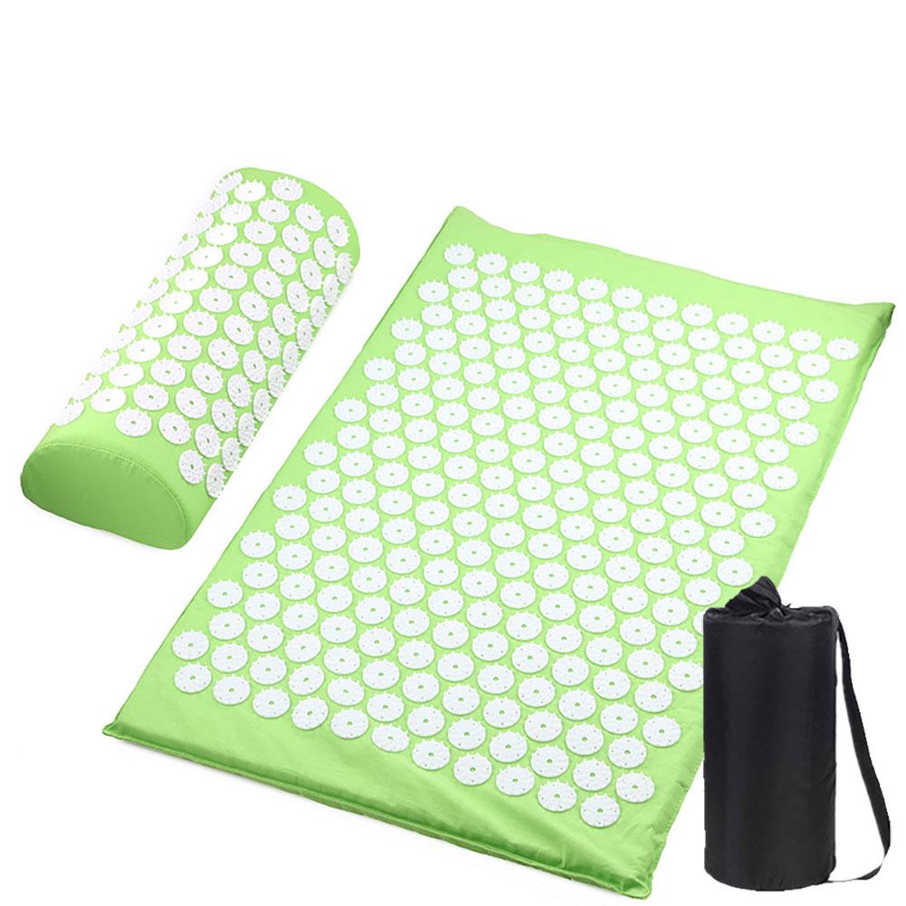 

3pcs Yoga Massage Mats Set Yoga Acupuncture Mat Cushion With Storage Bag For Relieves Stress light green #1