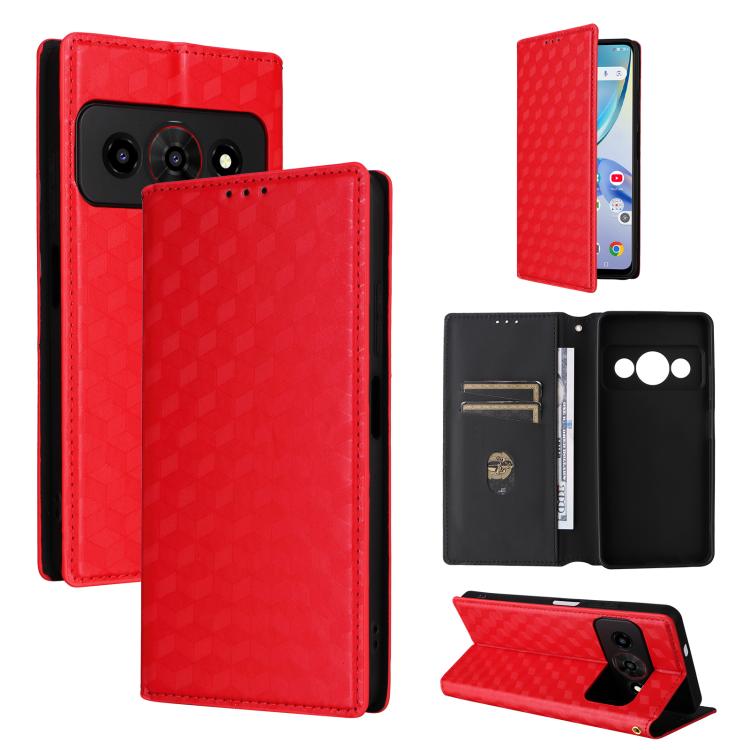 Cubic Grid Texture Flip Leather Phone Case