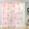 1 st Ljusrosa Rosett Hjärta Prästkrage Genomskinlig Gardin Söt Romantisk Fönstergardin Ljusfiltrerande för Sovrum Vardagsrum Heminredning