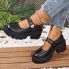 2026 Retro Patent Leather Women's Platform Mary Jane Shoes Summer Fashion High Heel Comfortable Shallow Office Low Top Shoes.