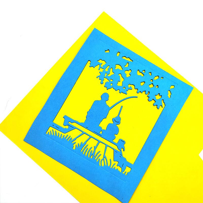 Fishing Man Family Frame Cutting Dies Metal Stencil DIY Scrapbooking Album Paper Card Embossing Craft Decor Art Die Cut People