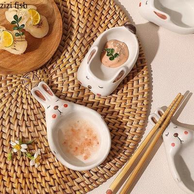 Kreativní keramická miska na koření ve tvaru králíka, kreslená miska na sójovou omáčku, miska na ocet, misky na omáčku, domácí roztomilý nástroj na koření