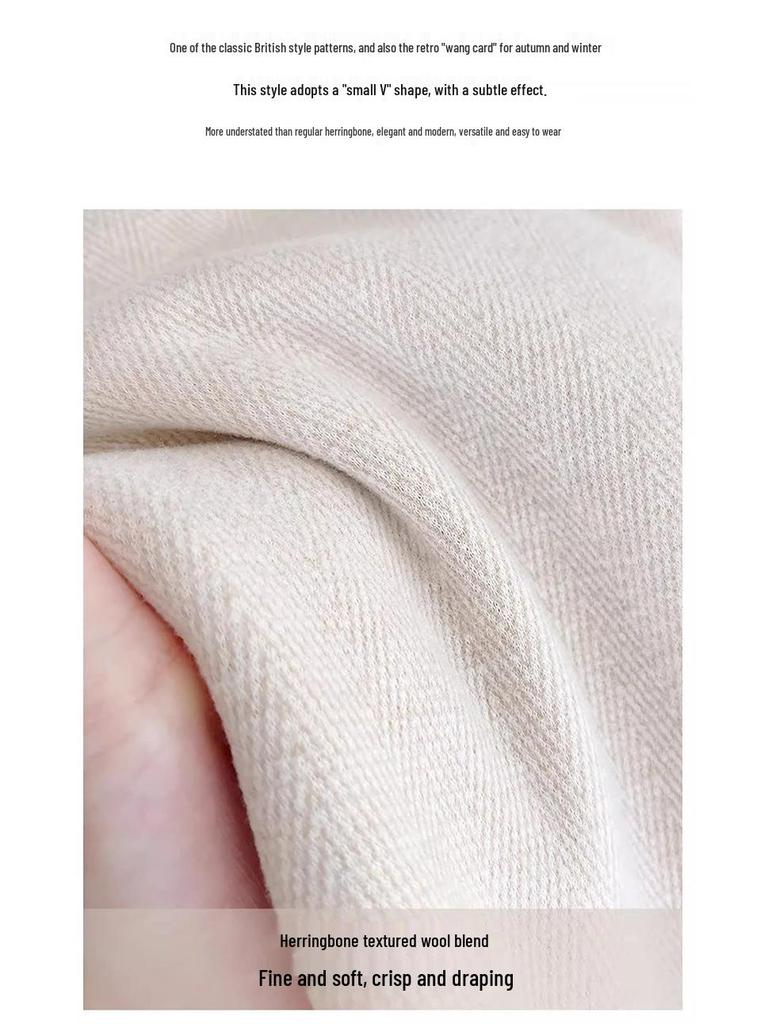Women's Plus Size Velvet Herringbone Wool Wide-Leg Pants for Autumn/Winter