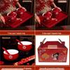 Complete Wedding Tea Set: Red Bowls, Cups with Lids, and Chopsticks for Happy Events