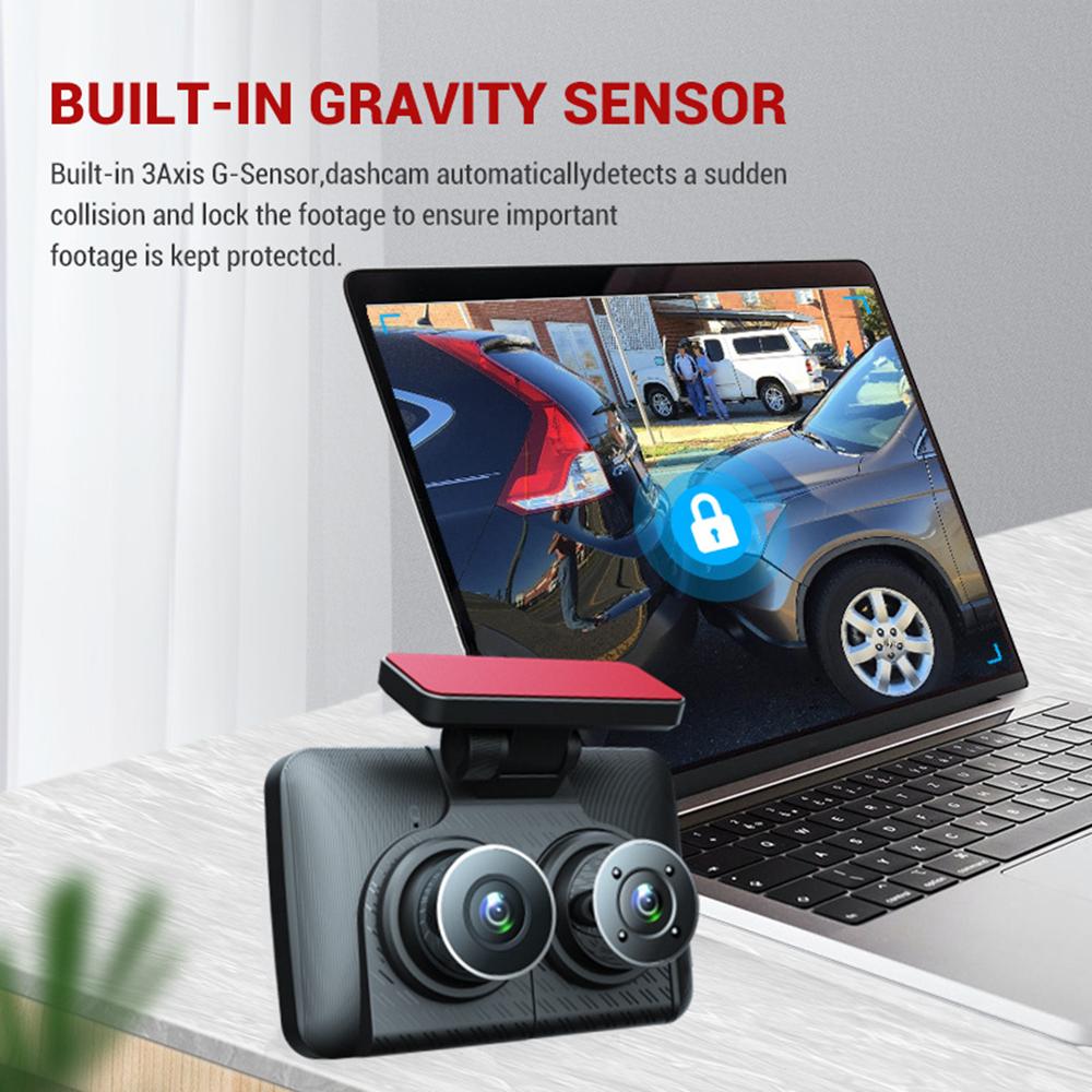 3-Kanal-Dashcam fürs Auto, Videorecorder, Full HD 1080P, Infrarot-Nachtsicht, DVR, Parkmonitor, G-Sensor, Auto-Blackbox, Dashcam