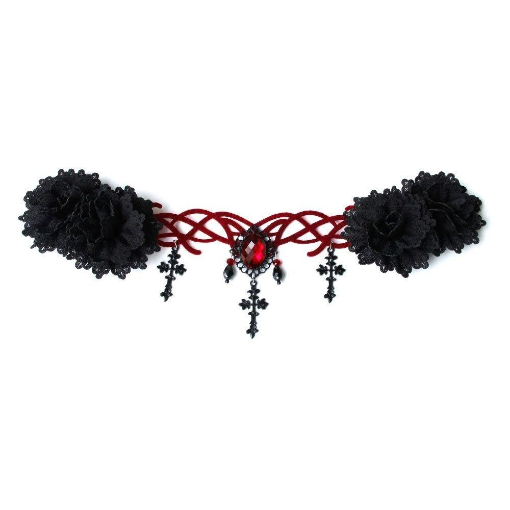 Black Veil Women Crown Lace Cross Gothic Hair Clip New Witch Crown  Halloween