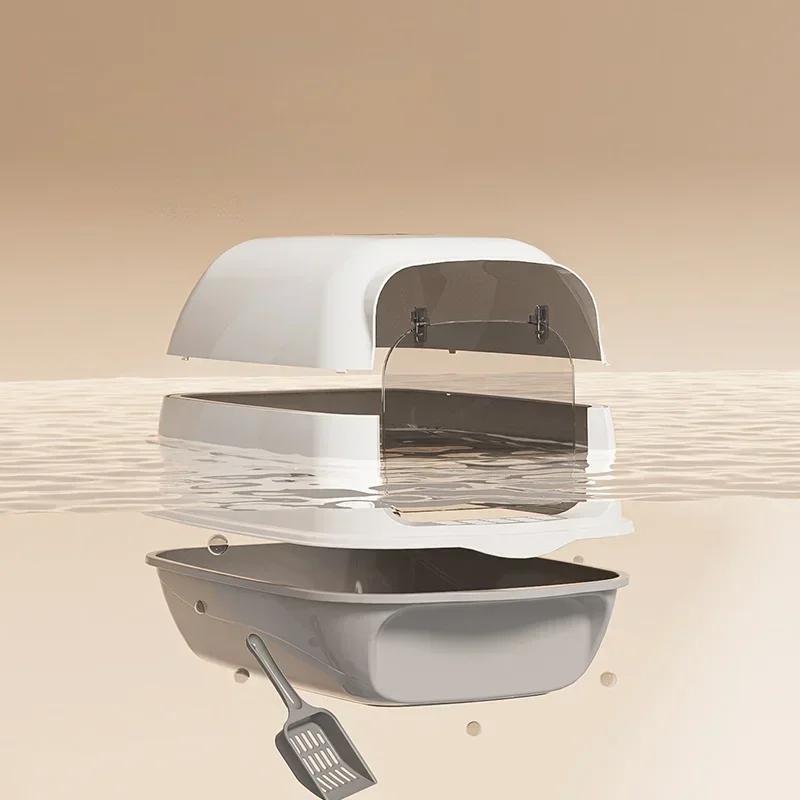 Fully Enclosed Large Capacity Cat Litter Box - Anti-Splash Spillproof Deodorant Pet Toilet Removable Cat Bedpan Sandbox