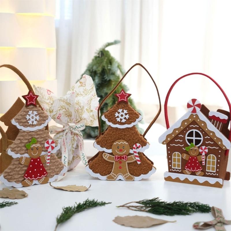Portable Christmas Cookie Bag House Felts Craft Table Ornament Easy DIY Project For Family