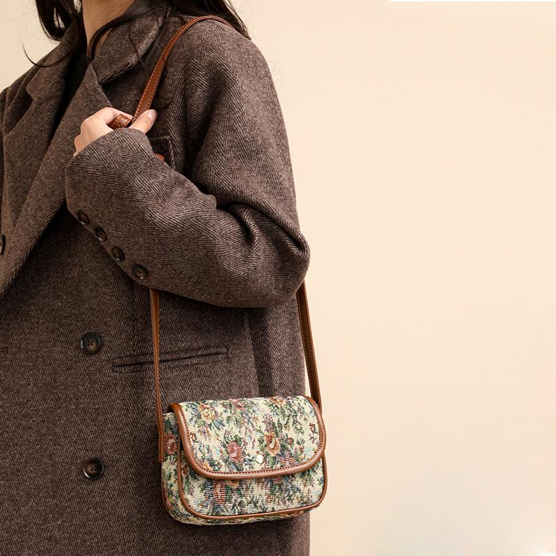 Yogodlns Hochwertige Damen Umhängetaschen Neue Retro Blumen Messenger Bags Damen Ein-Schulter Kleine Quadratische Taschen