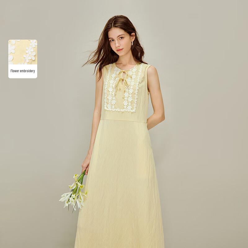 

INMAN Французское вышитое миди-платье без рукавов с завязкой на талии L