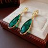 Vintage Emerald Drop Earring Zinc Alloy Needle 2025 New in Zircon Versatile High-end Fashion Earrings for Women