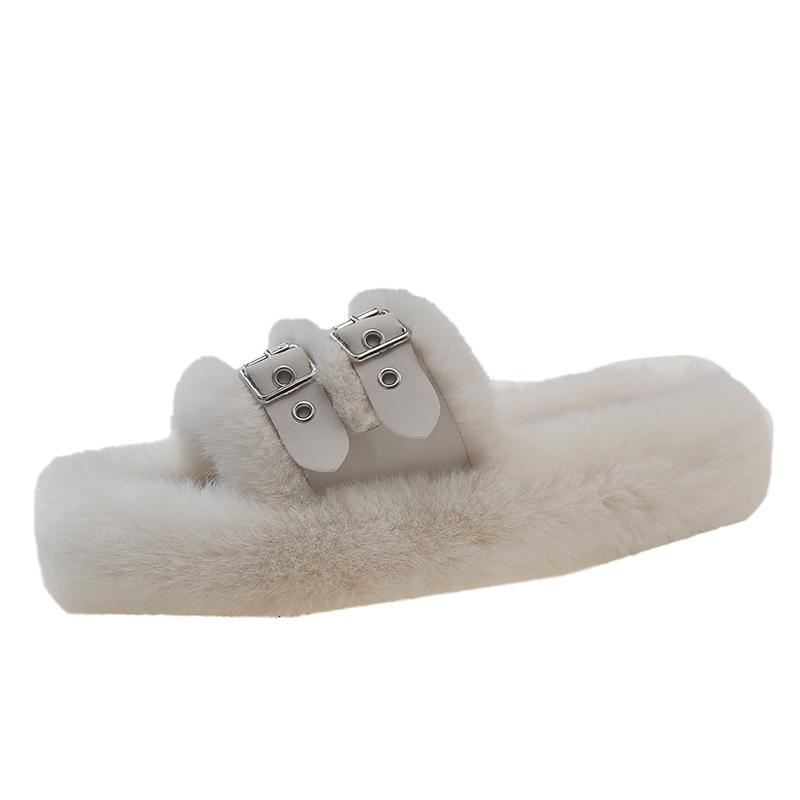 Mode Neue Winter Damen Schneestiefel mit runder Zehenpartie Einfarbig 2024 Heißer Verkauf Dicksohlige Warme Plüsch Mittelhohe Absätze Lässige Damen Hausschuhe