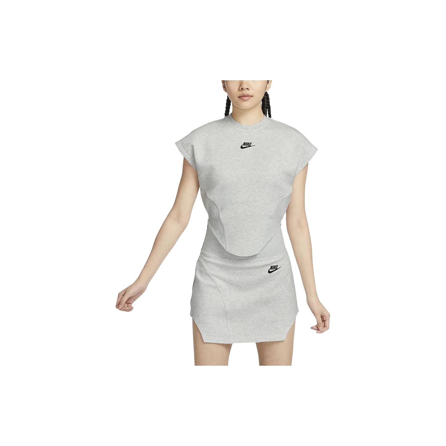 

Женская футболка с коротким рукавом и круглым вырезом Nike Sportswear Tech Fleece с логотипом, светло-серая FQ1851013 S