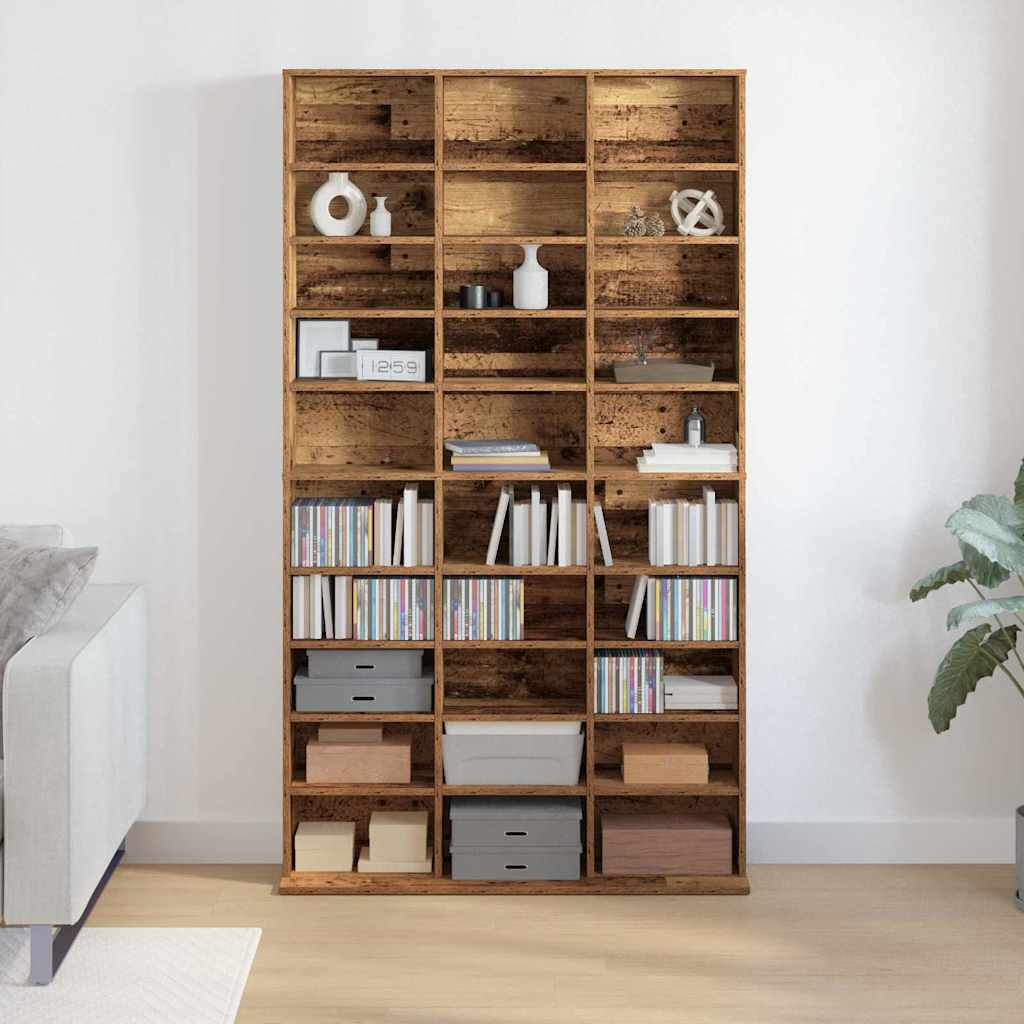 CD Shelf with Shelf Reclaimed Wood Look 101 x 23 x 177.5 cm Engineered Wood
