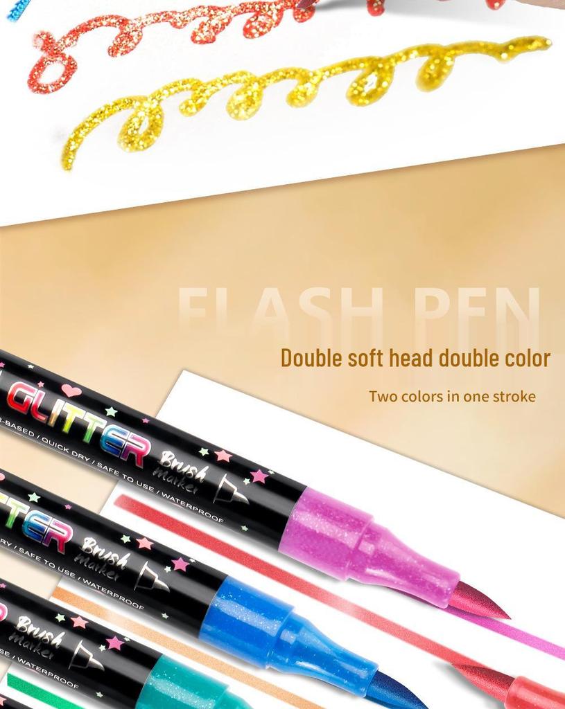 Dual-Color Double-Ended Acrylic Flash Marker Pen for Handwriting