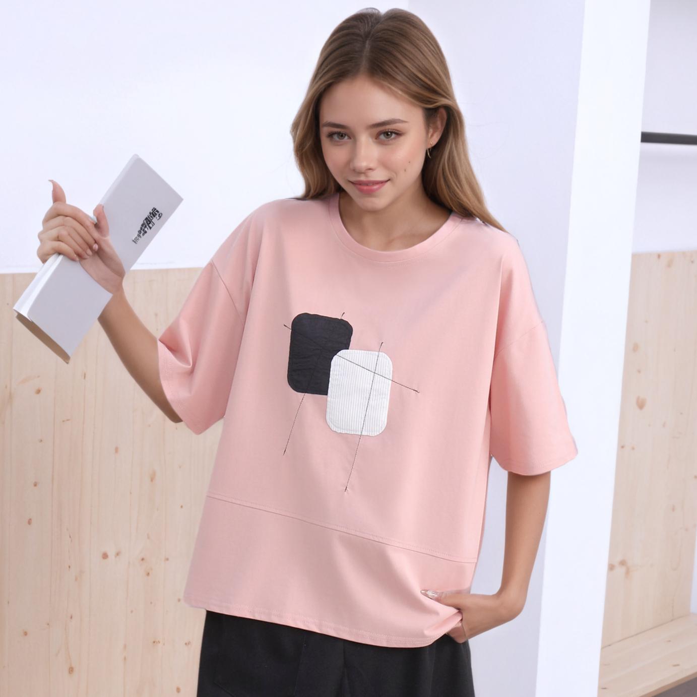 

Dimanaf 2025 Летняя футболка женская с принтом асимметричная с коротким рукавом свободная One Size