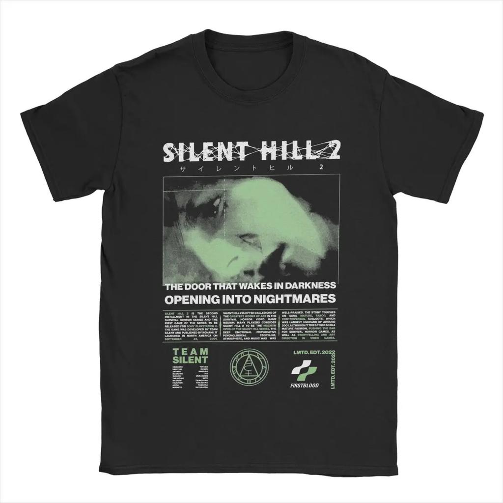 Herren Silent Hill 2 T-Shirts Baumwollkleidung Lässige Streetwear Übergröße Kurzarm Rundhals T-Shirt Erwachsenen-T-Shirts