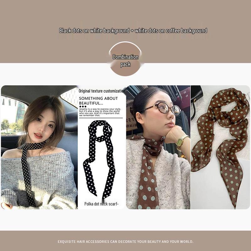 Korean Polka Dot Multifunctional Scarf Tie Hairband Accessory