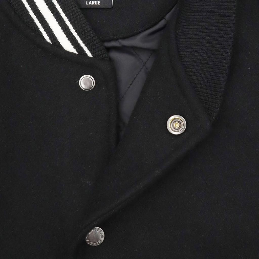 New Era Melton Varsity Jacket Size Box ONSPOTZ and Authentic Stylish Small and Large Sizes Gift Idea (14514616 NER35A6199) Black, L, Logo, Exclusive,