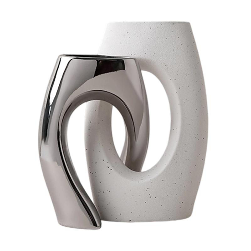 High Fired Ceramic Art Abstract Crossed