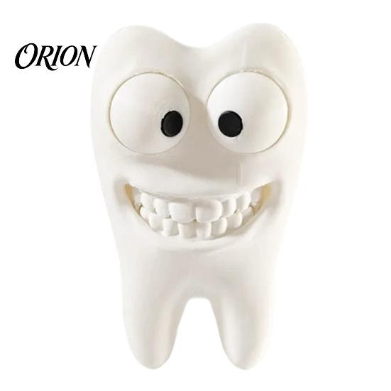 Dental Enthusiast Gift 3D Printed Smiling Tooth Toothbrush Holder, Funny Desk Figurine, Dentist Appreciation Creative Shaped Storage Stand for