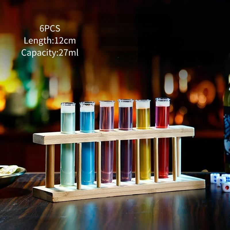 6-12 Pezzi Provette Bicchiere da Shot Rack in Legno per Provette Set Creativo di Bicchieri da Cocktail Accessori per Bar Feste