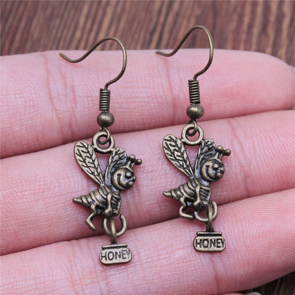 Hängeohrring Biene Wabe Minimalistische Schmuckkomponenten Ohrringgröße 18x19mm QE004