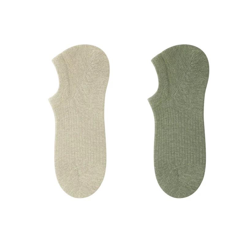 Men's Antibacterial No-Show Cotton Socks - Odor-Resistant, Breathable, Sweat-Absorbent, Ribbed, Spring/Autumn