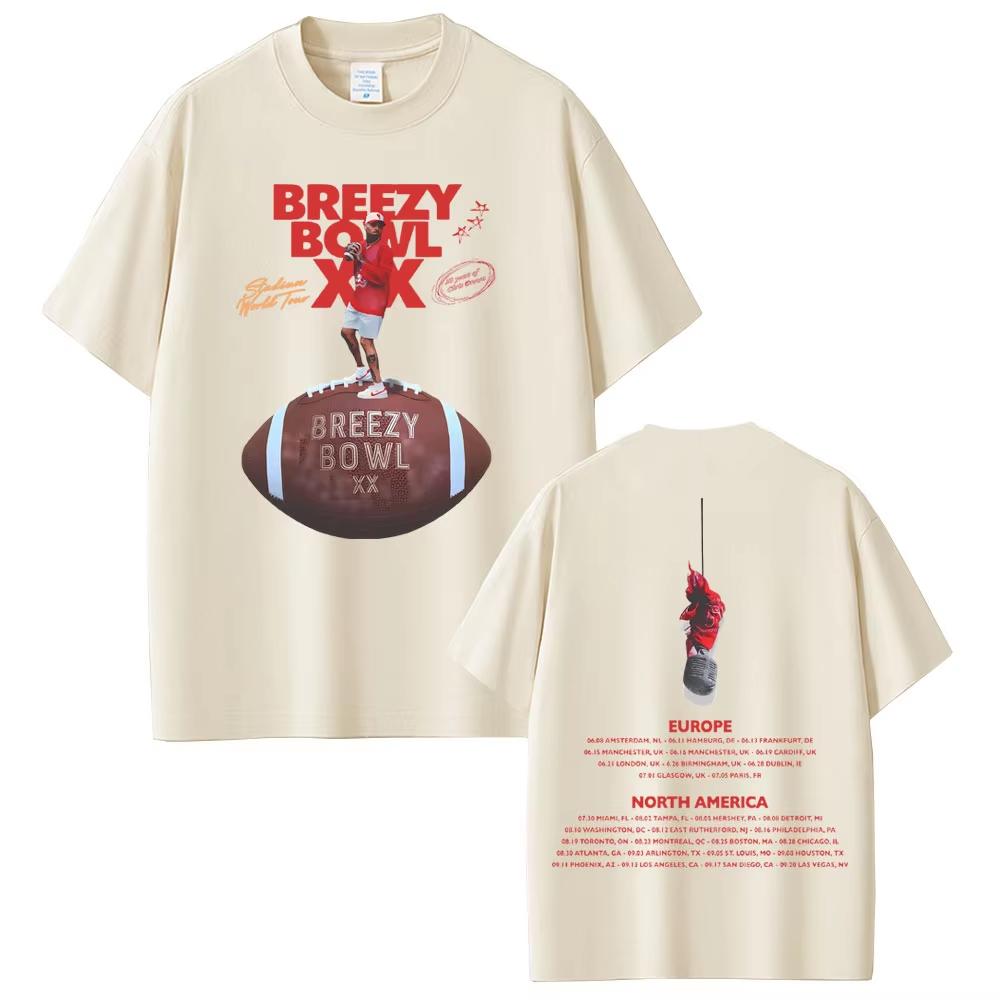 Rapper Chris Brown Breezy Bowl XX Tour 2025 T-shirt Men Women Hip Hop Fashion Pop Music T Shirts Casual 2026 4XL