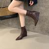 Slope Heel High Heel Short Boots 2025 New Autumn and Winter Pointed Elastic Thin Boots Black Retro Versatile Martin Boots Women