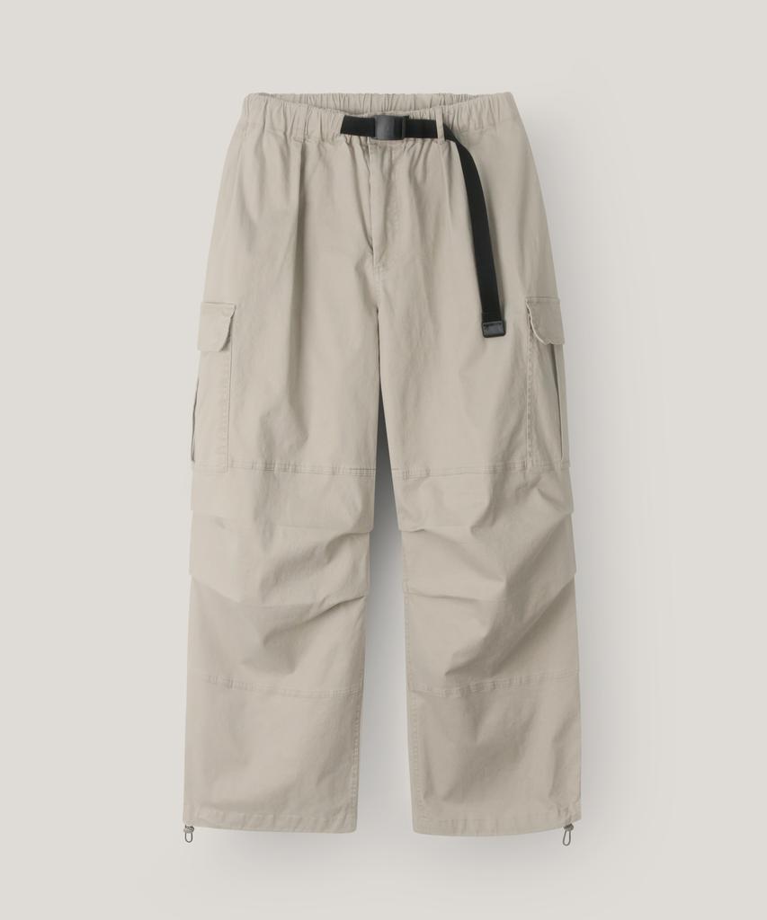 INDUST Belted Cargo Wide Parachute Pants_Khaki