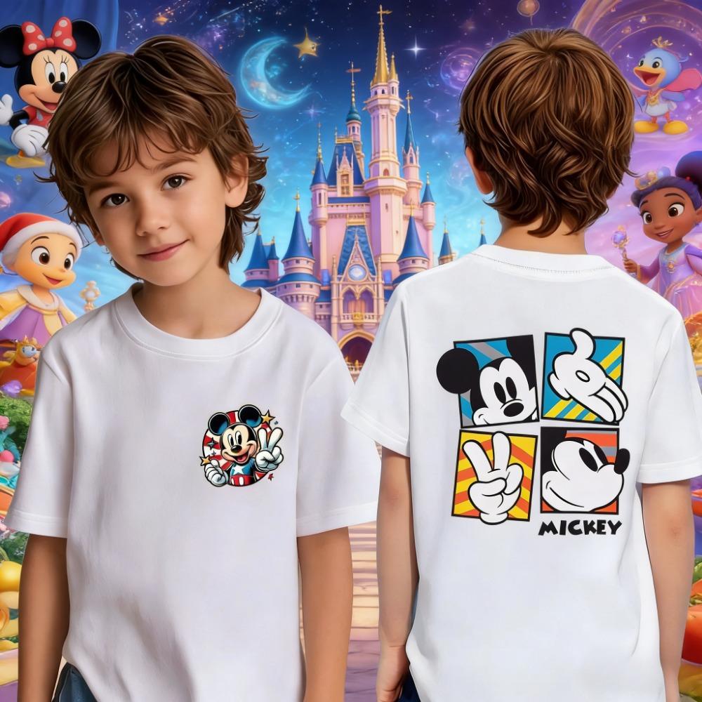 Retro cartoon T-shirt, printed T-shirt, retro striped children s short-sleeved top 100