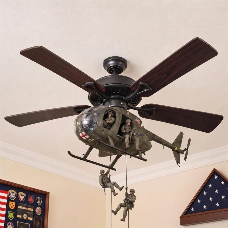 Helicopter Hanging Display Set, Ceiling Mount Attachment for Aviation Themed Study, Bedroom or Hobby Room Decors