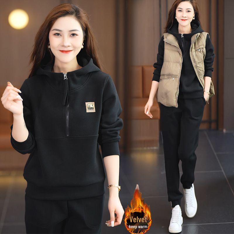 

Women s Celebrity Style Fleece-Lined Sportswear Set - Autumn/Winter 2025 Two-Piece Sweatshirt Set M (Recommended 80-100 Jin)