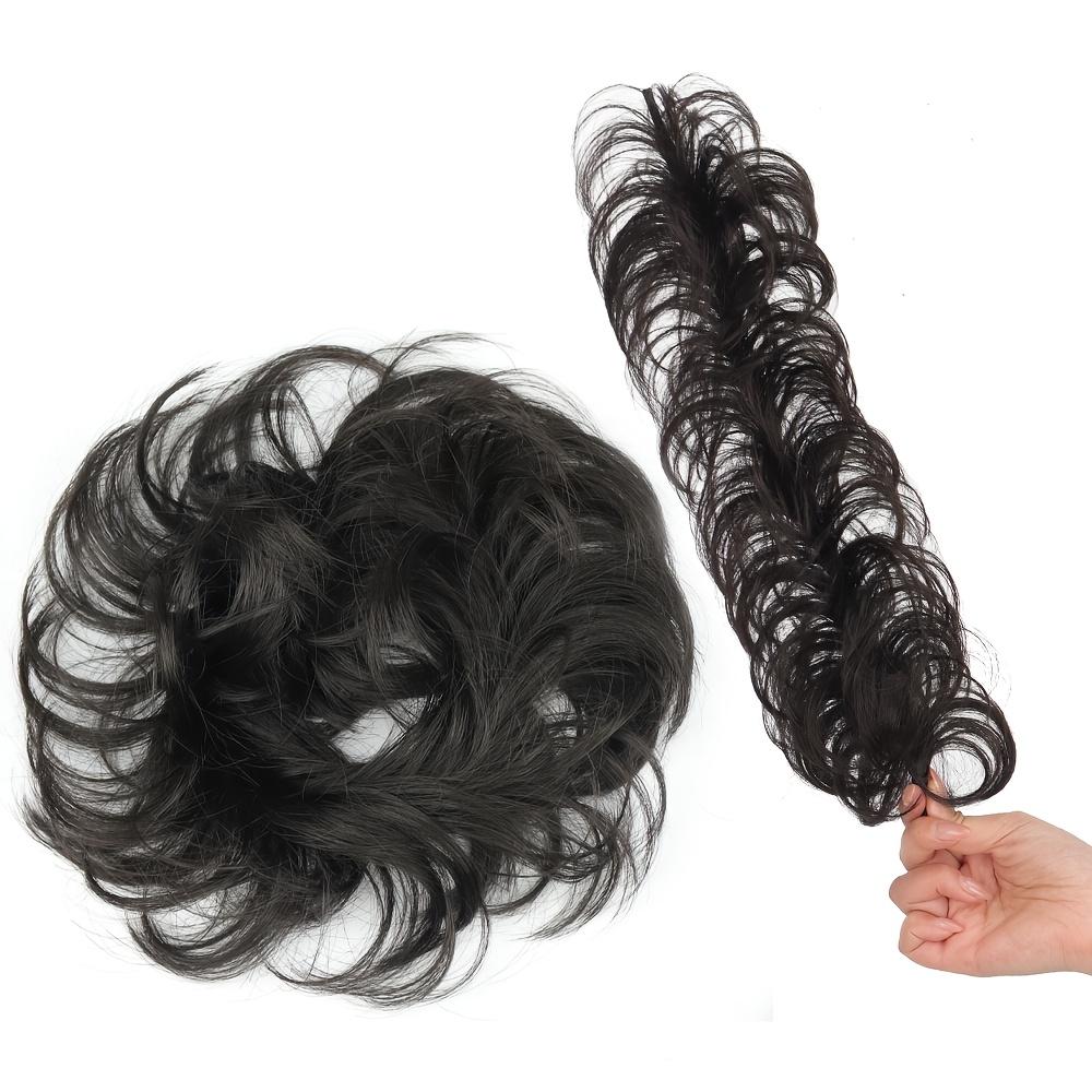 Extensión de Pelo Moño Esponjoso, Núcleo de Goma Moldeable, Accesorio para el Cabello Recogido Desordenado Rizado (Goma elástica para el pelo de fibra sintética)