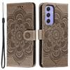 For Samsung Galaxy S25 FE Case PU Leather Mandala Imprinted Design Wallet Phone Cover with Wrist Strap