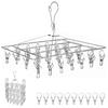 DPEAN 36-Pinch Clothespin Hanger, Perfect for Laundry, Drying, and Corner Clothes, Pull-together Clothespins, Multi-Function Storage, Stainless Steel,