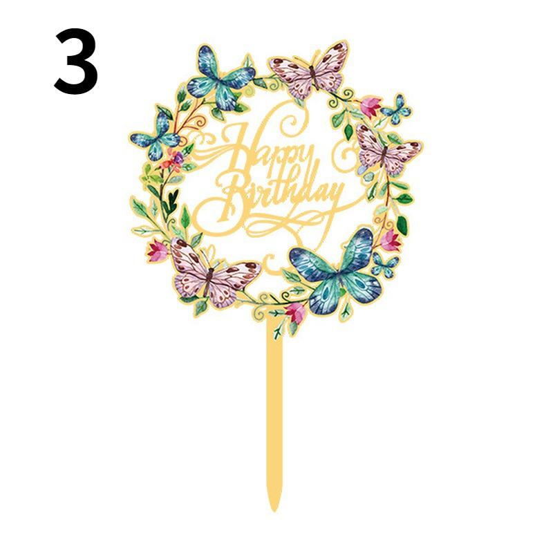 Top Birthday Wedding Cake Dessert Decoration Gold and Silver Party Cake Inserts Acrylic Flower Cake Decoration Cake Topper