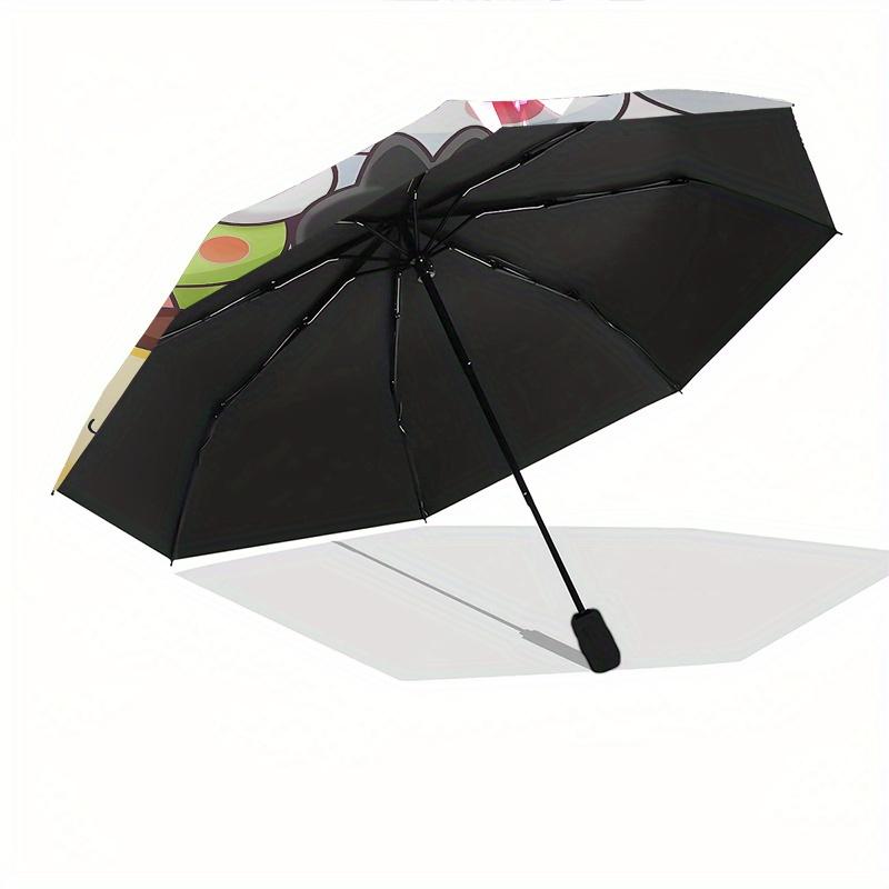 Kawaii Automatic Open/Close Umbrella-Cute Umbrella with Cute Design, Portable 3-Fold Compact Umbrella for Men & Women, Halloween Christmas G