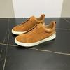 Men's Black Leather Slip-On Summer Sneakers - Lightweight, Breathable, Flat-Soled, Casual Round Toe