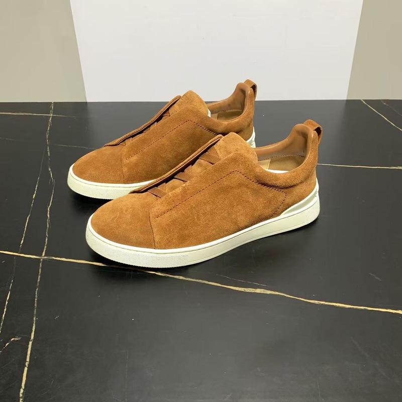 Men's Black Leather Slip-On Summer Sneakers - Lightweight, Breathable, Flat-Soled, Casual Round Toe