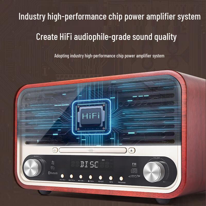 SANSUI M880 Wooden Wireless Bluetooth Speaker with CD Player & Radio CN Plug (adapter Included)