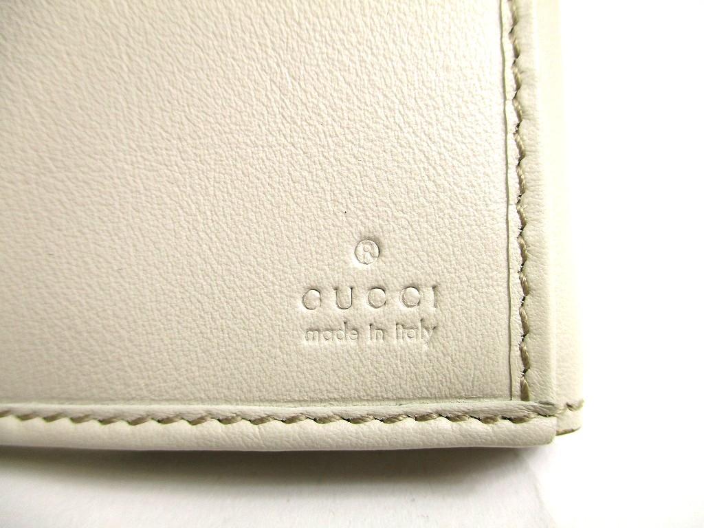 Authentic GUCCI Beige GG Canvas White Leather Heart Motif Flap Wallet #a710  Refurbished