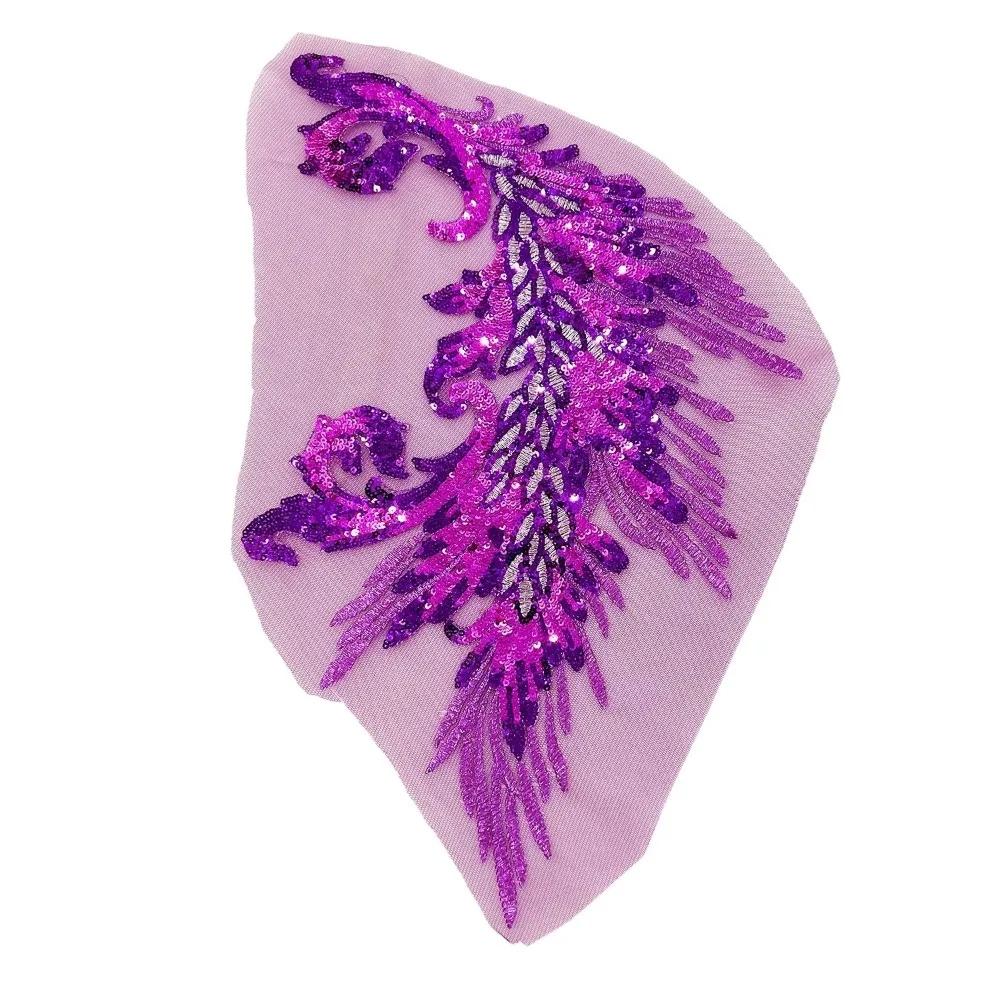 Patchwork Sticker Phoenix Tail Feather Sequined Embroidery Patches DIY Sequins Patches Iron On Patches Classic Fashion Dresses