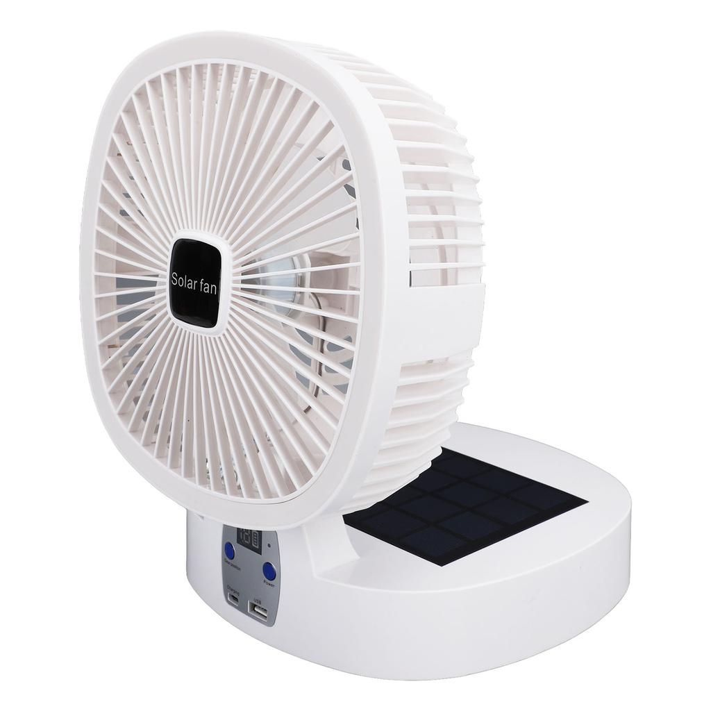 Foldable Desk Fan with Solar Panel Rechargeable Battery Operated Portable LED Night Light Standing