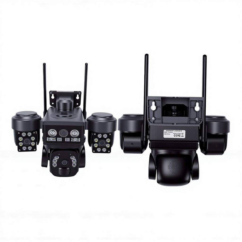 Security Camera 4G Triple Lens Solar Outdoor Camera Supports 2 Way Talk Human Motion Detection Voice Alert APP for