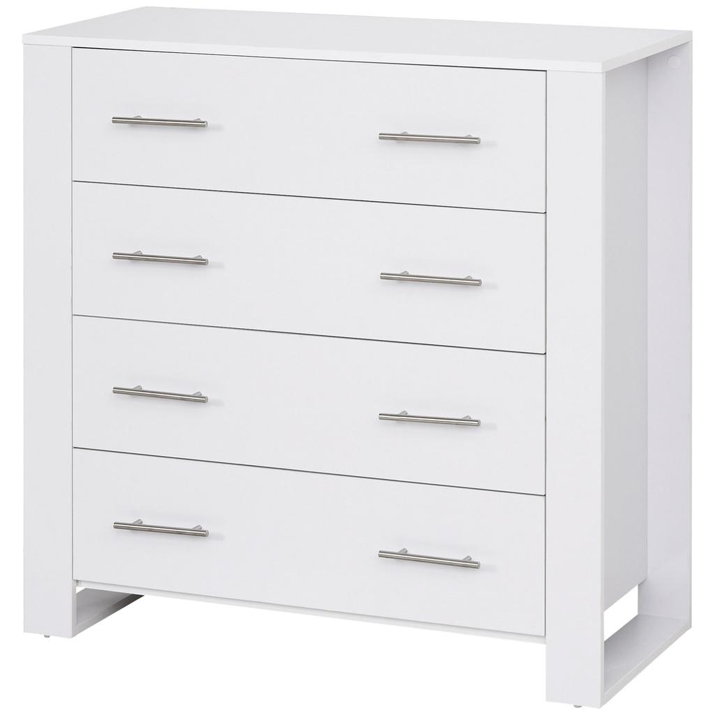 Chest Of 4 Drawers Storage Cabinet Bedroom Clothes w/Metal Handles Base Freestanding Unit Furnishing Living Room White