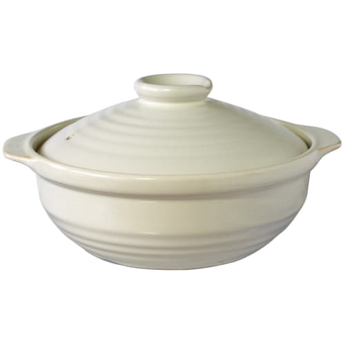 NATURAL New IH-Compatible Earthenware Pot, Size 8, White, Serves 3-4 People