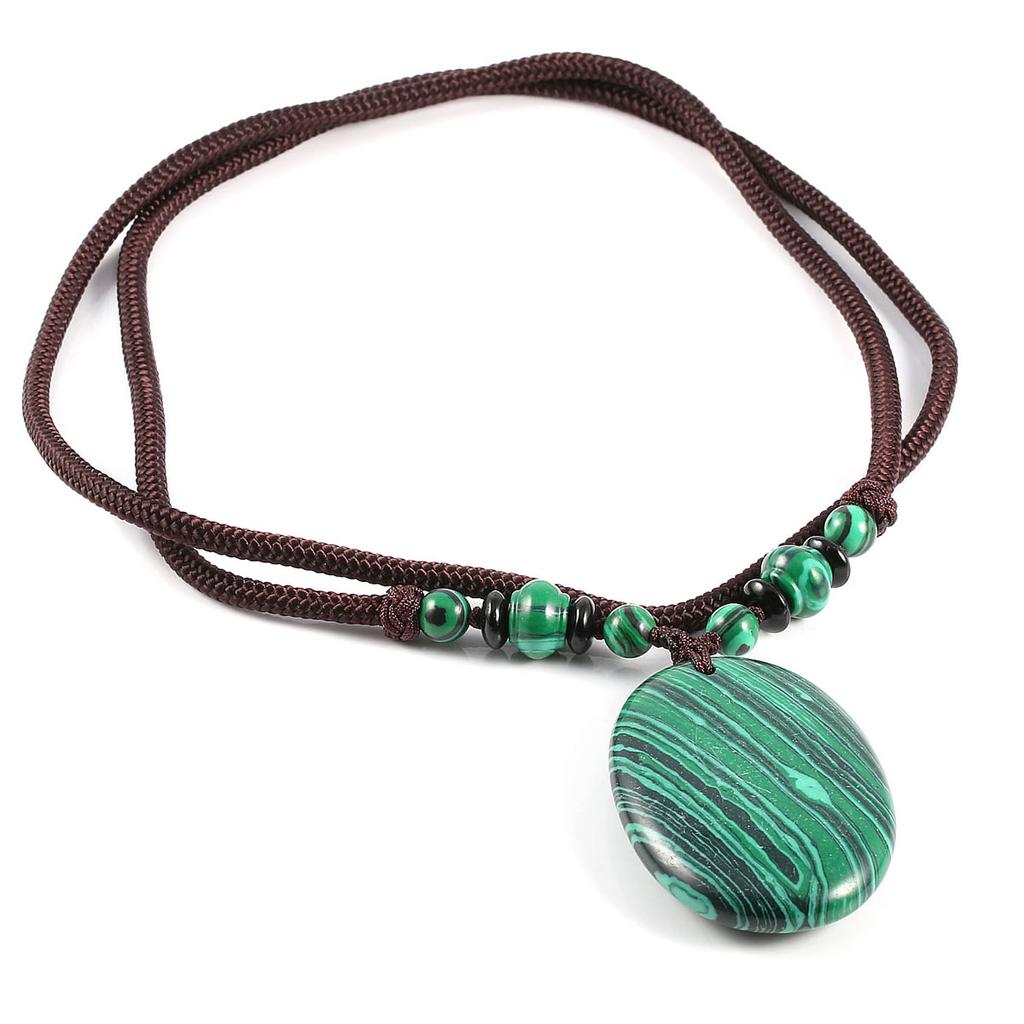 1 buc. Colier cu pandantiv oval din piatră naturală energetică, piatră prețioasă de cristal vindecător cu aura boemă, cu lanț, pentru femei, bărbați, îmbrăcăminte zilnică, bijuterii, cadouri