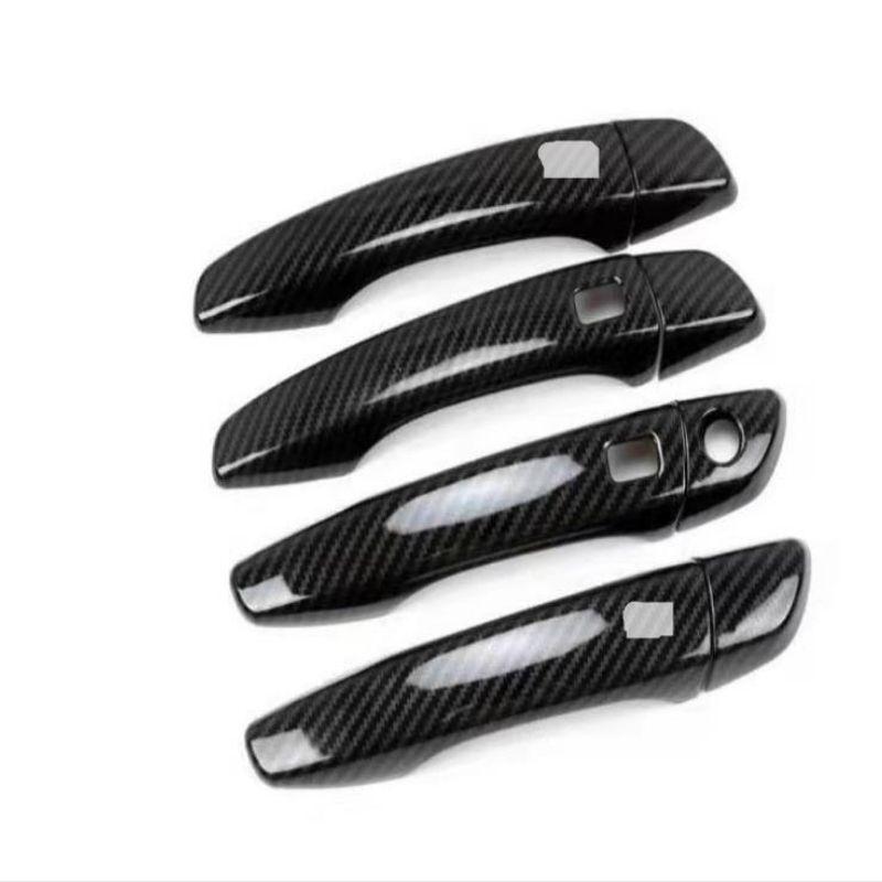 Carbon Fiber Pattern Door Handle & Bowl Decoration for Peugeot 4008/5008 - Gloss Black